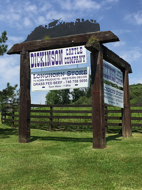 Dickinson Cattle Company sign on corner of Muskrat Road and SR 800