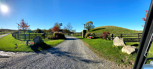 Dickinson Cattle Company and Longhorns Head To Tail Store Stone Entryway near Barnesville, Ohio.