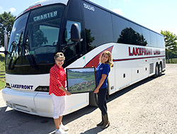 Rose with Lakefront tour bus.